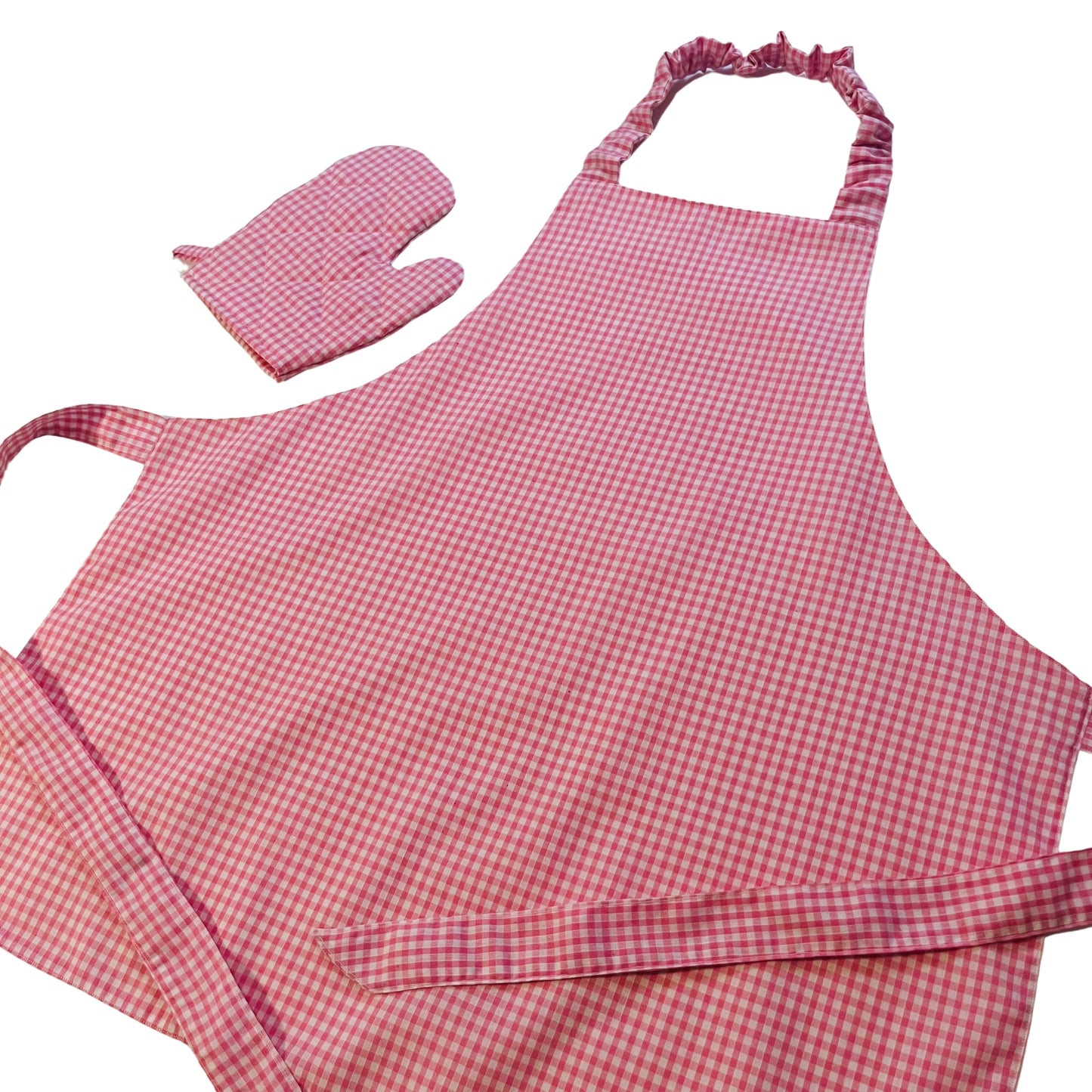 Pink Gingham Apron and Mitt Play Set