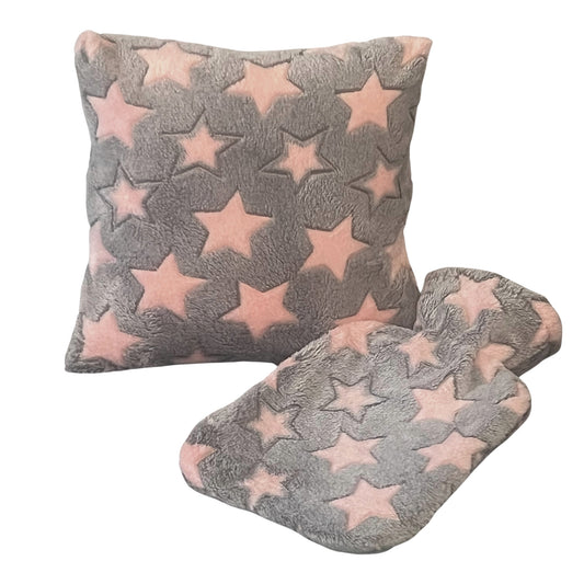 Star Fleece Cushion and Hot Water Bottle