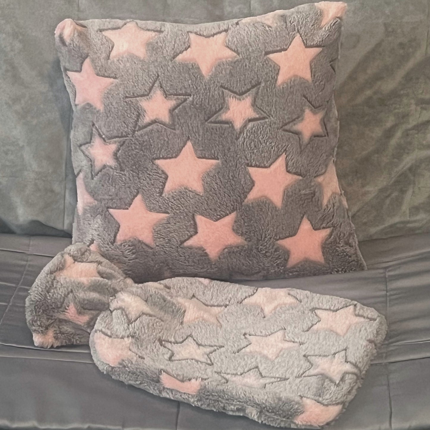 Star Fleece Cushion and Hot Water Bottle