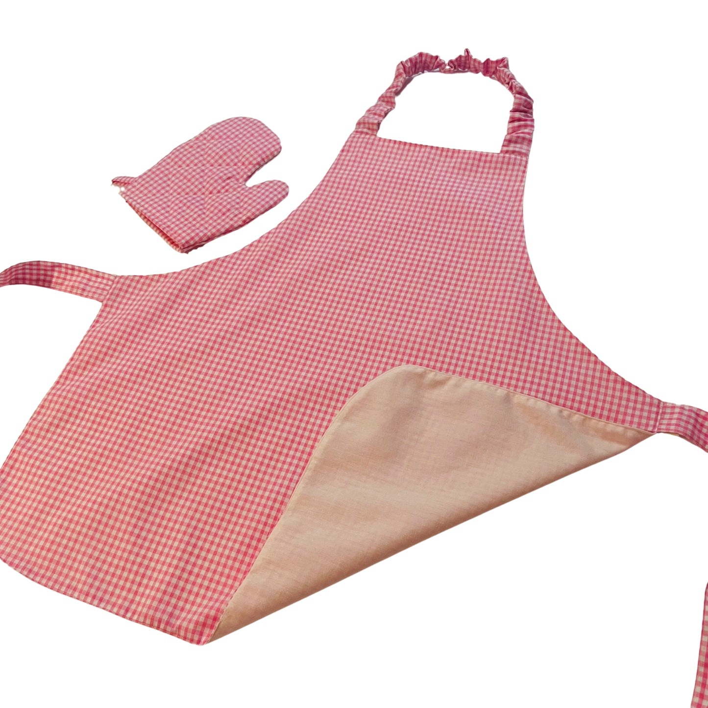 Pink Gingham Apron and Mitt Play Set