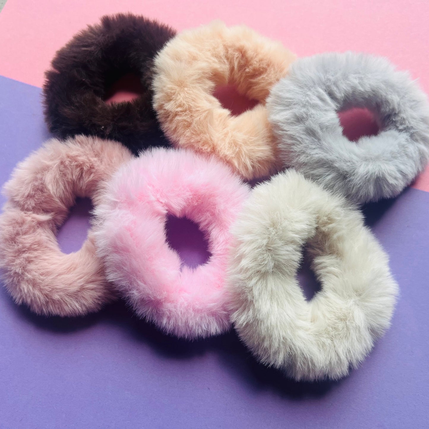 Faux fur scrunchies