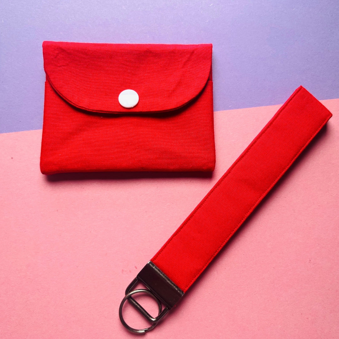 Matching red purse and key fob wristlet