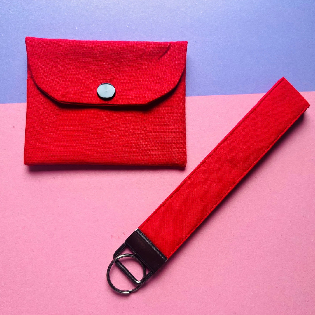 Matching red purse and key fob wristlet