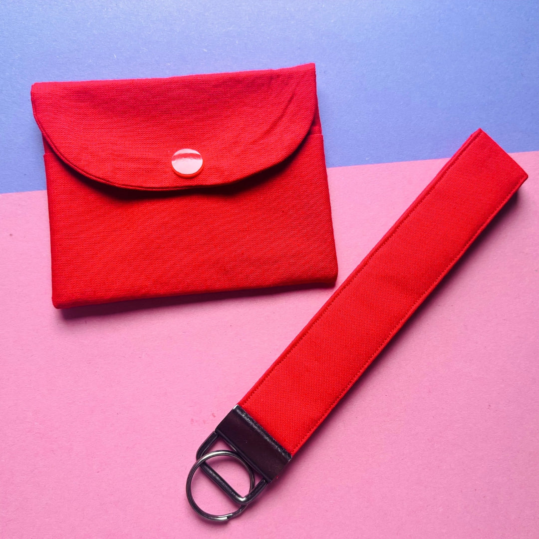 Matching red purse and key fob wristlet