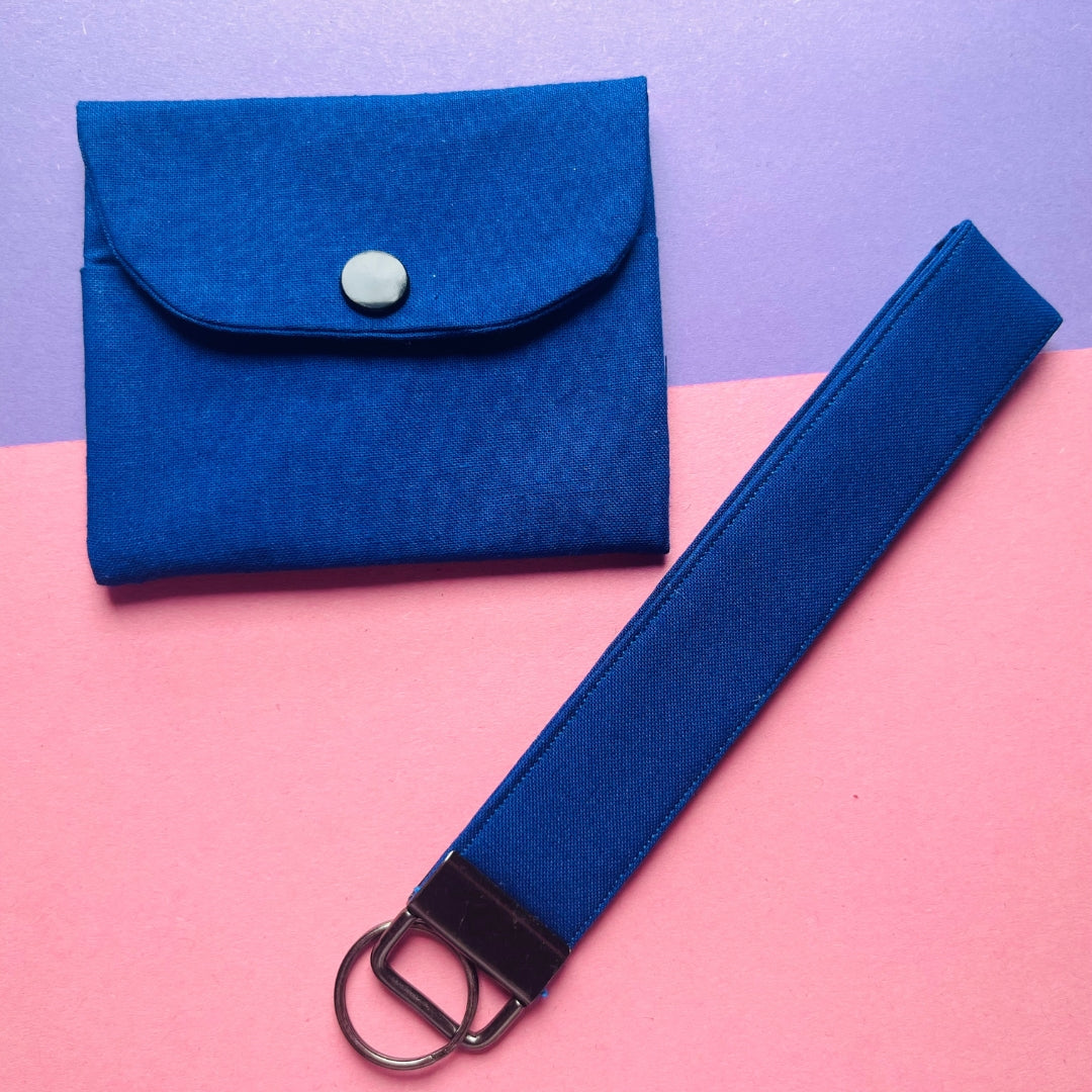 Matching blue purse and key fob wristlet