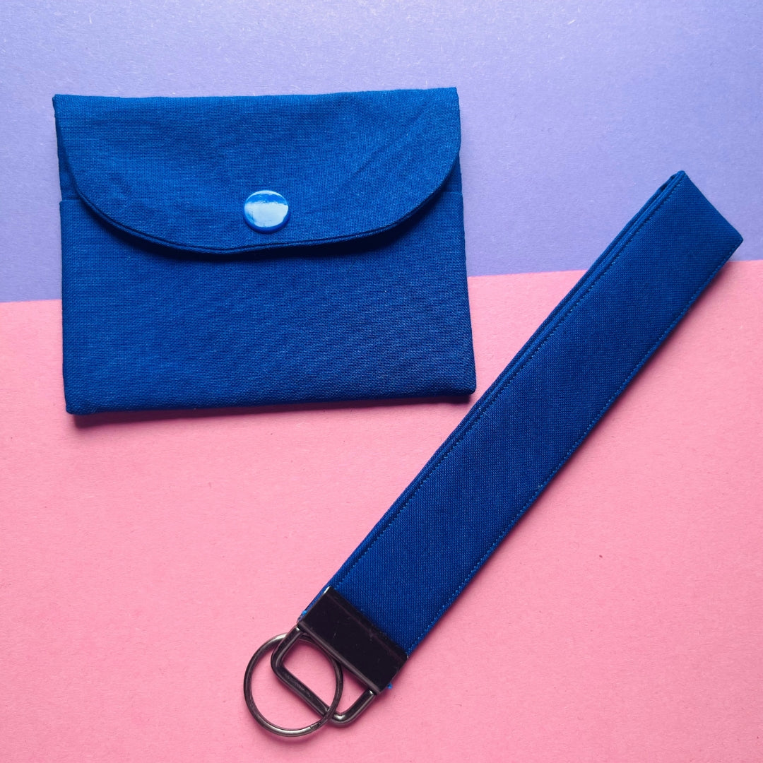 Matching blue purse and key fob wristlet