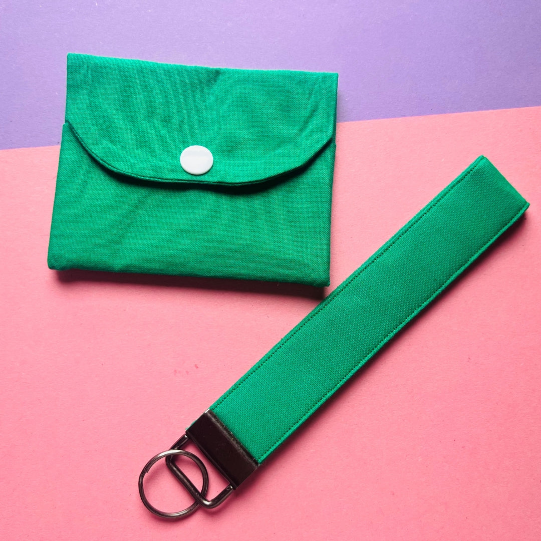 Matching green purse and key fob wristlet