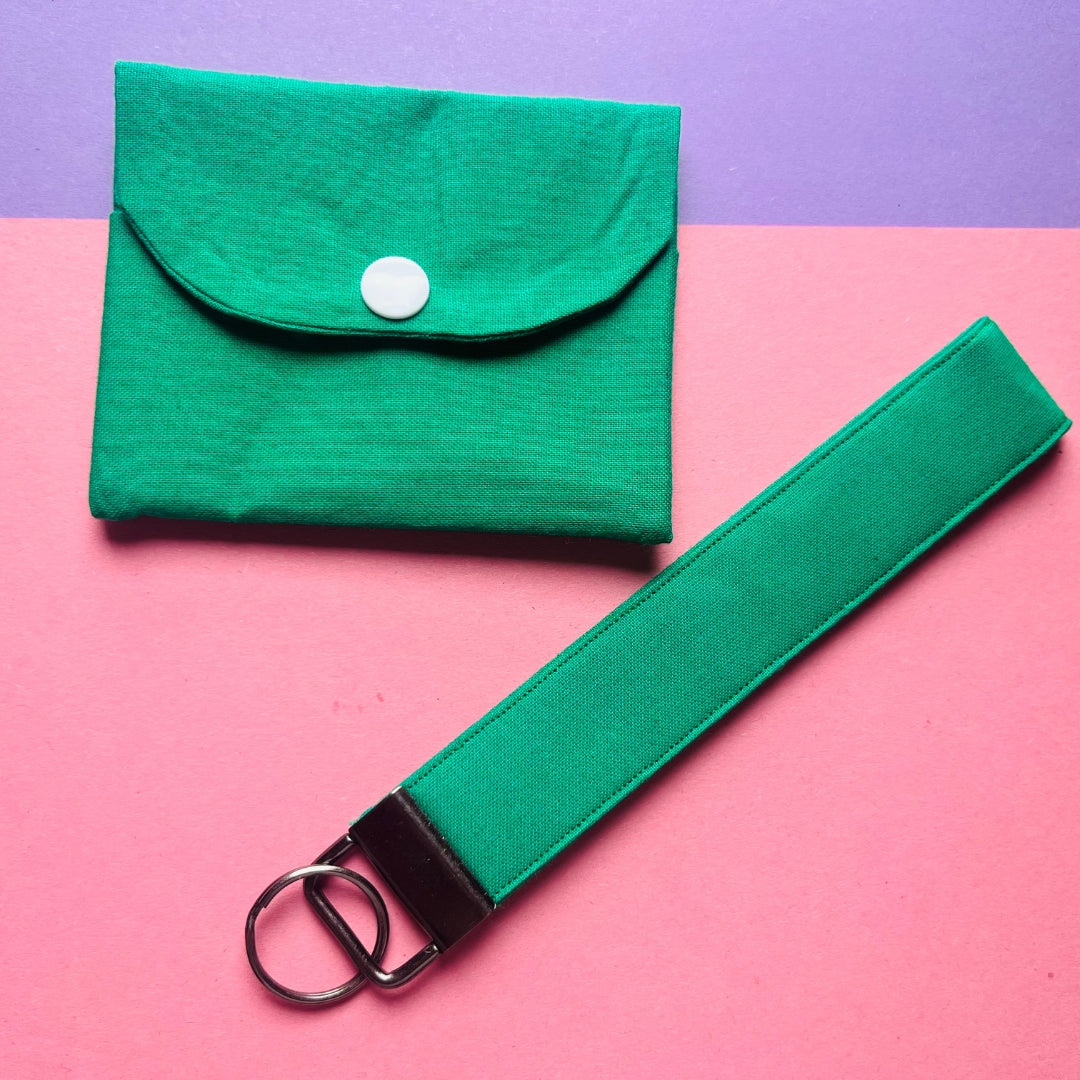 Matching green purse and key fob wristlet