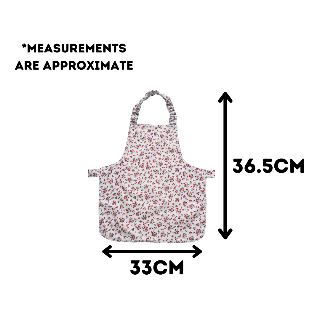 Apron size guide. Length 36.5cm Width 33cm. Approximate.