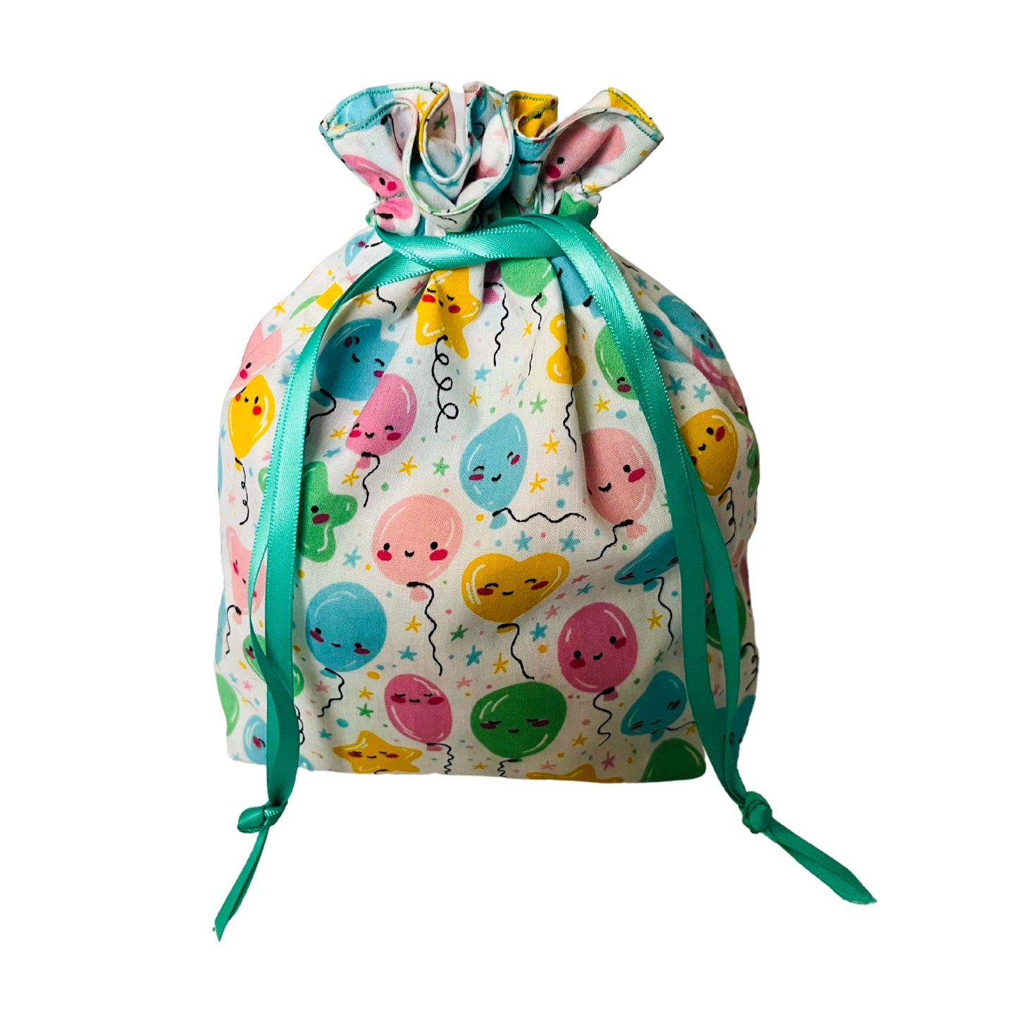 balloon drawstring gift bag E for Eva