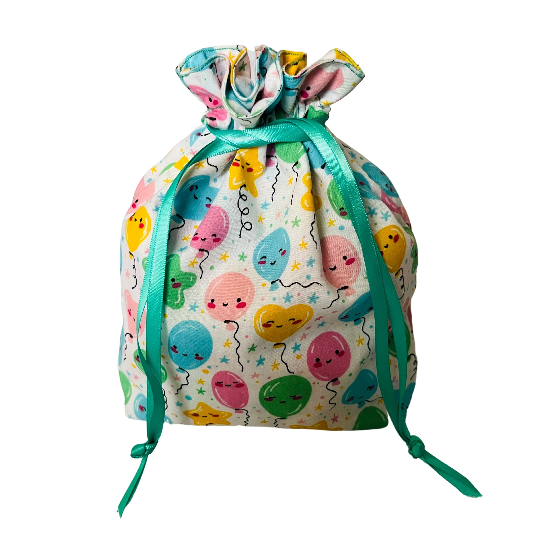 balloon drawstring gift bag E for Eva