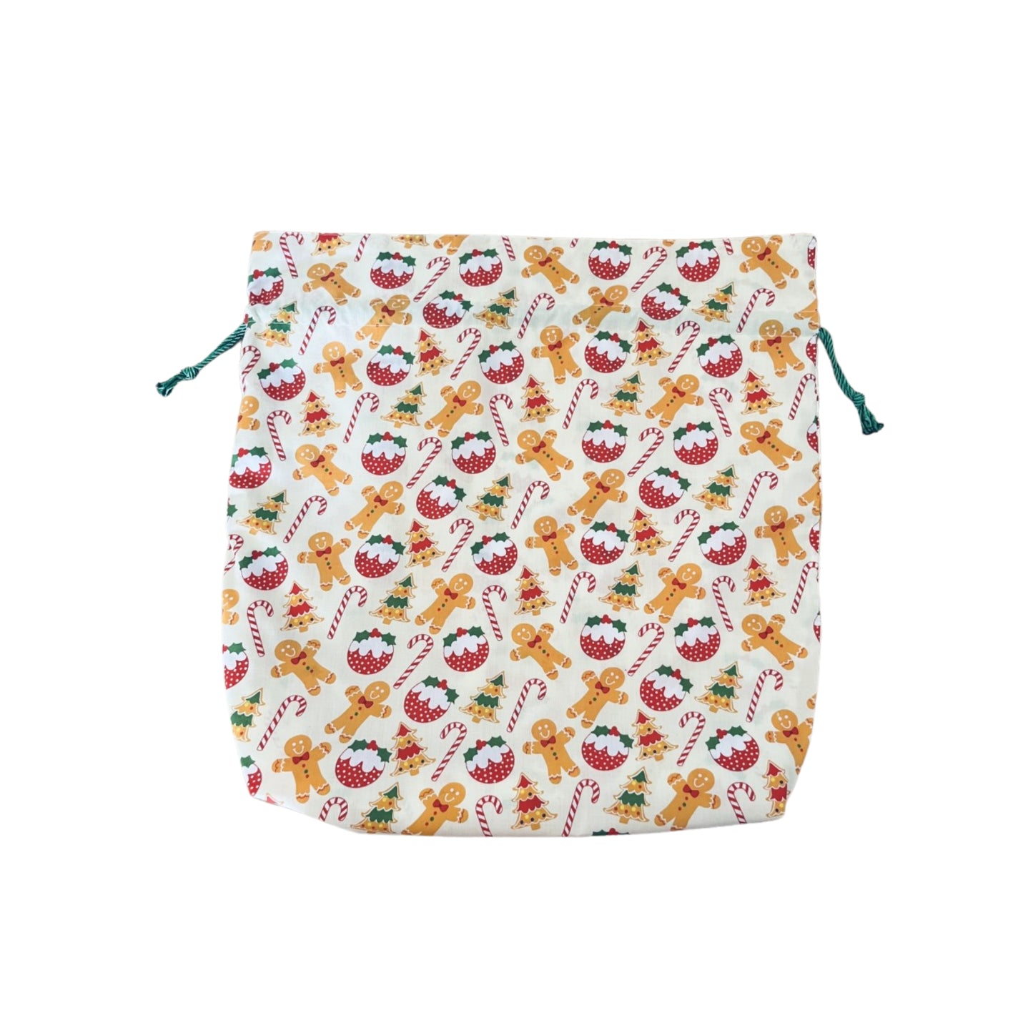 flat and open view of gingerbread gift sack EforEva