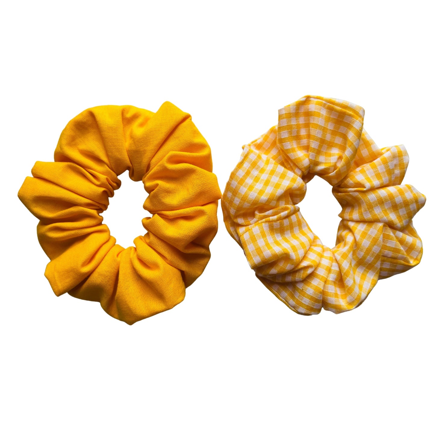 shot of yellow set of school scrunchies cotton E for Eva