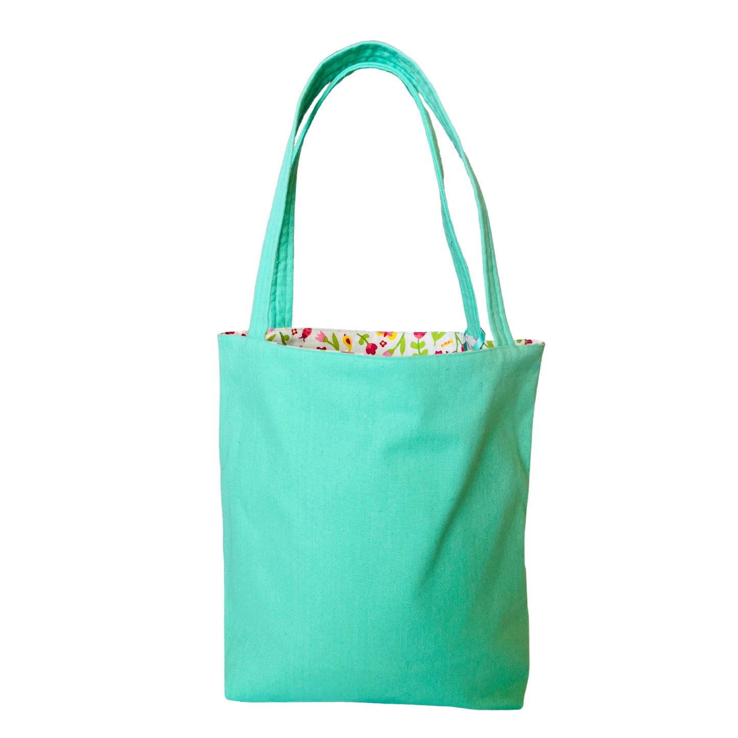 Green floral tote bag