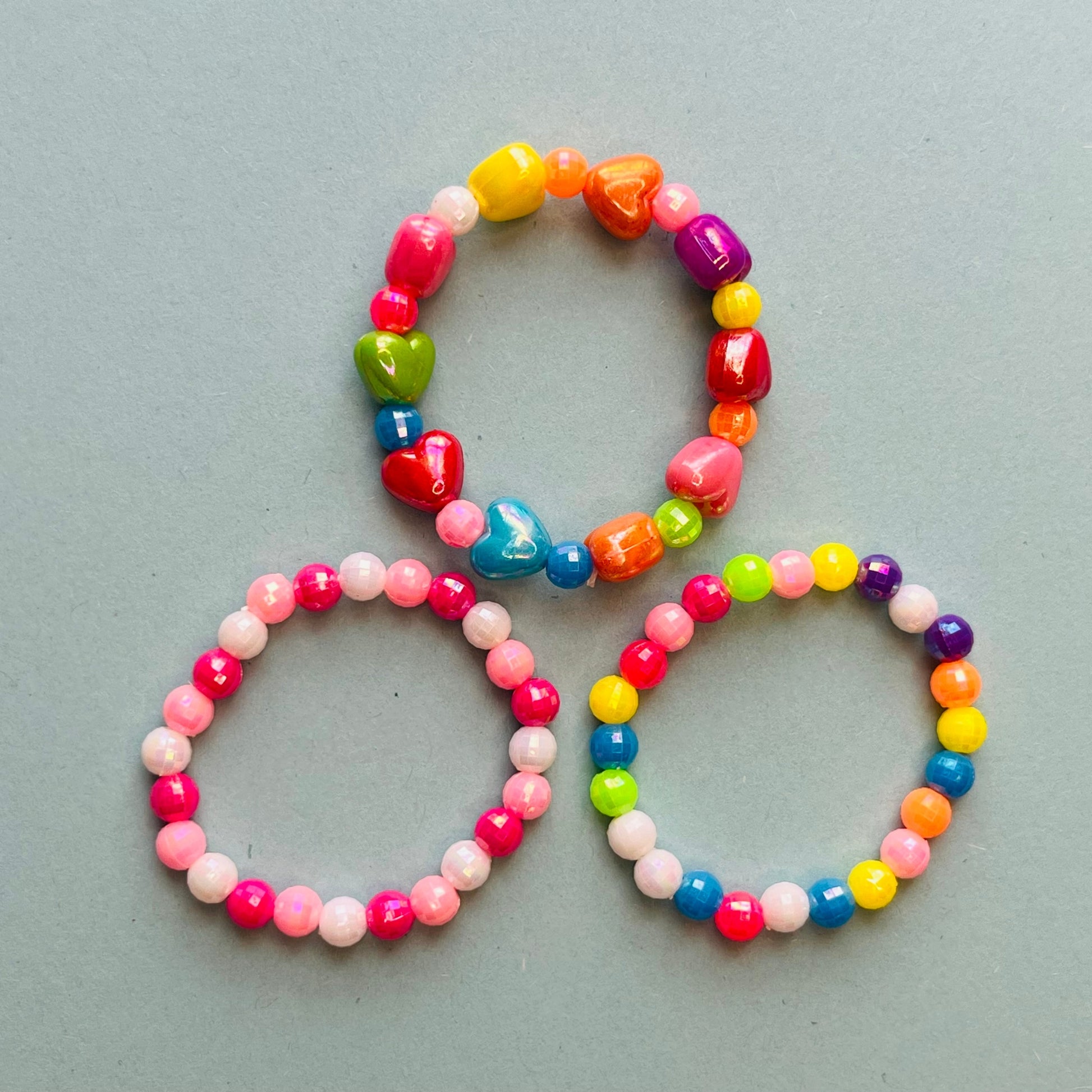view of heart bracelets
