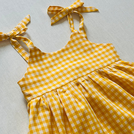 Yellow gingham summer dress