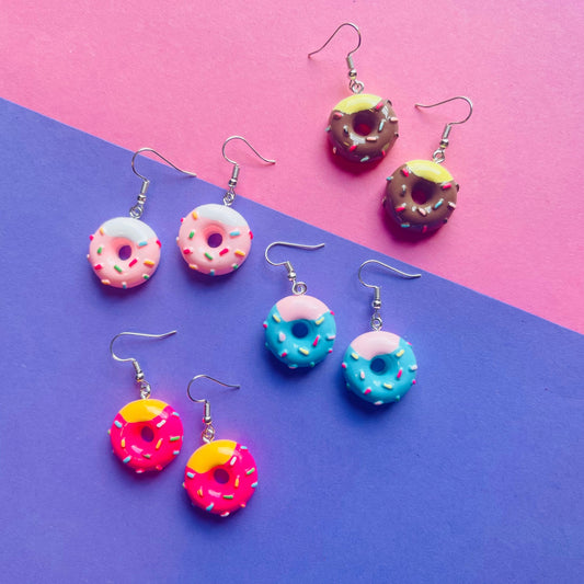 All four colour options of doughnut earrings
