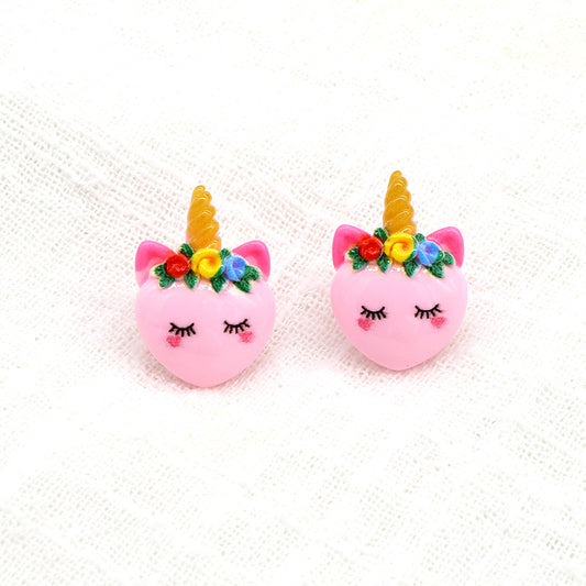 Unicorn stud earrings E for Eva