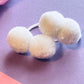 White pompom hair ties E for Eva
