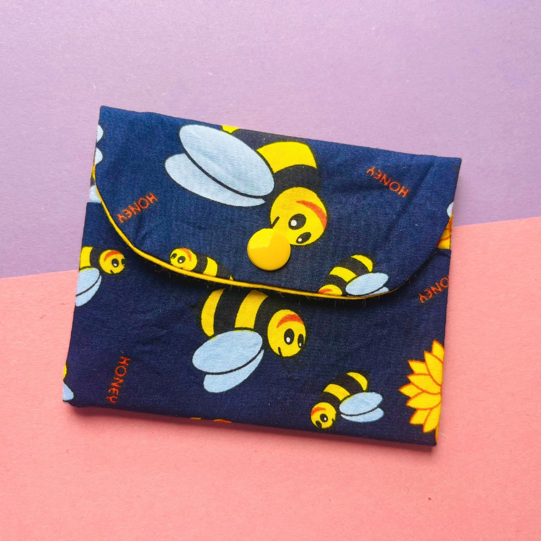Matching bumblebee print purse and wristlet key fob set