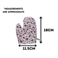 Oven Mitt size guide. Length 18cm width 11.5cm. Approximate 