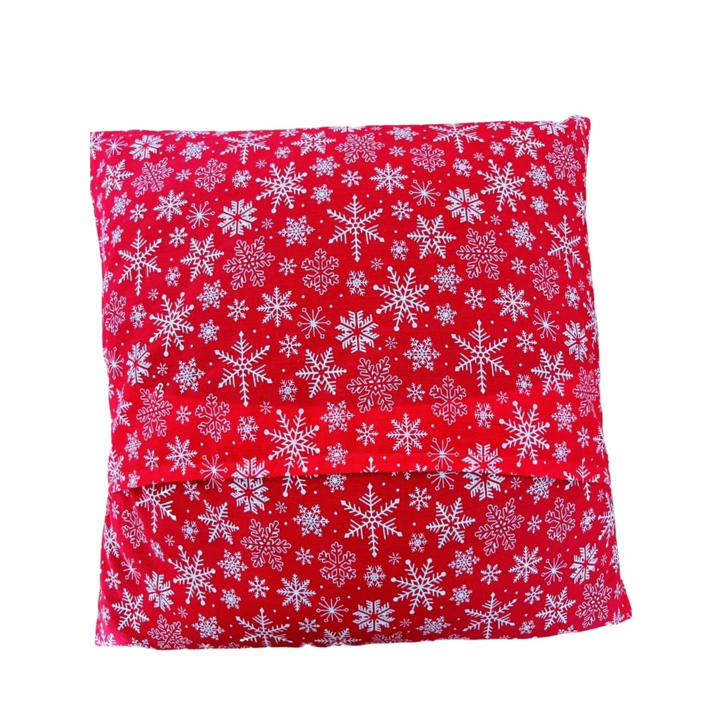 Back view of Christmas envelope cushion cover red snowflake E for Eva