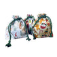 view of christmas drawstring gift bags E for Eva