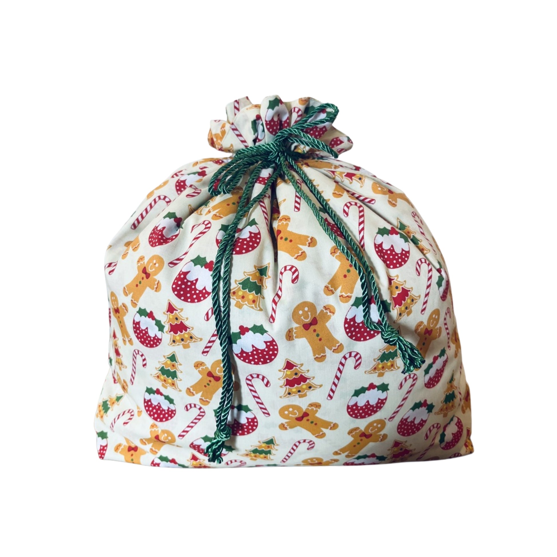 Gingerbread man christmas drawstring gift sack E for Eva
